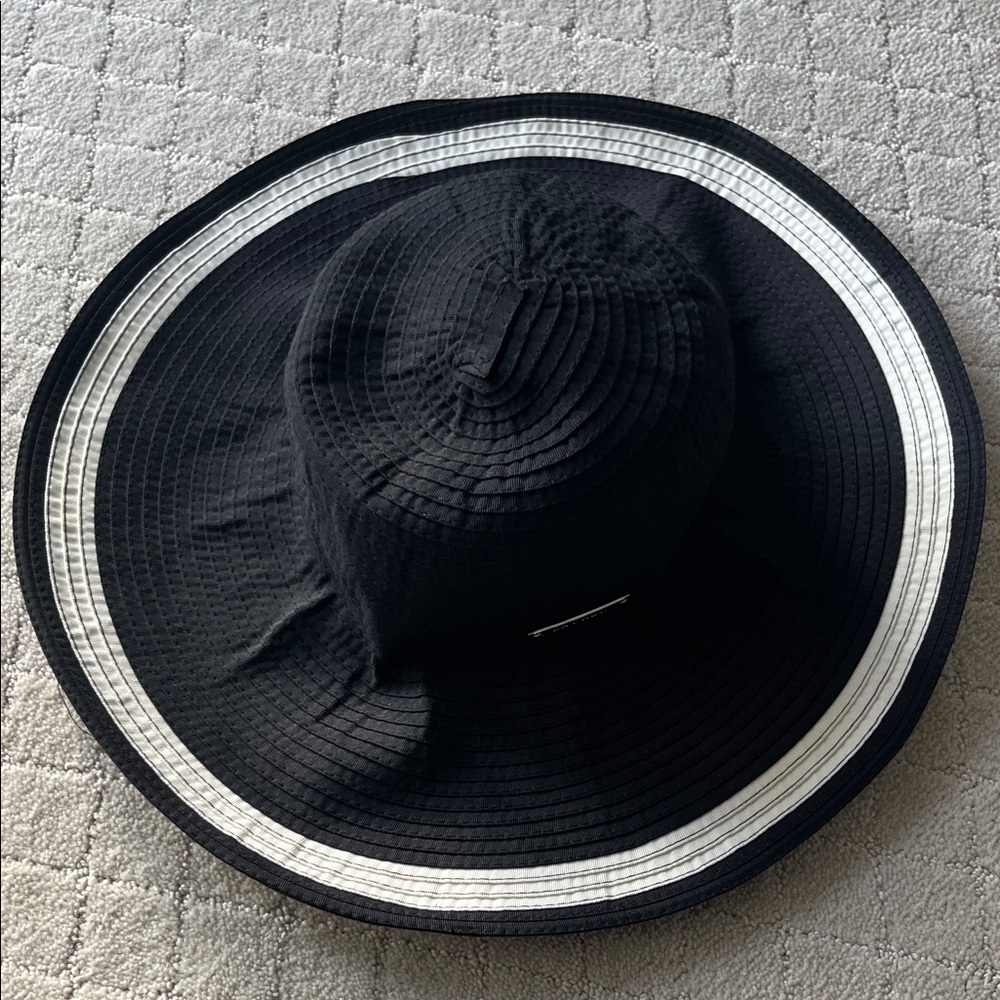Ralph Lauren Black Wide Brim Hat with White Trim